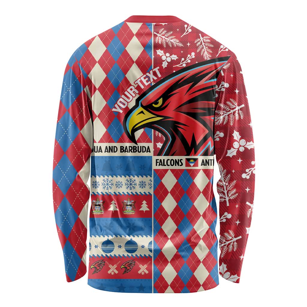 Personalized Antigua & Barbuda Cricket Christmas Long Sleeve Shirt Merry Xmas Falcons - Wonder Print Shop