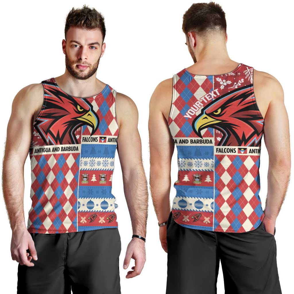 Personalized Antigua & Barbuda Cricket Christmas Men Tank Top Merry Xmas Falcons - Wonder Print Shop