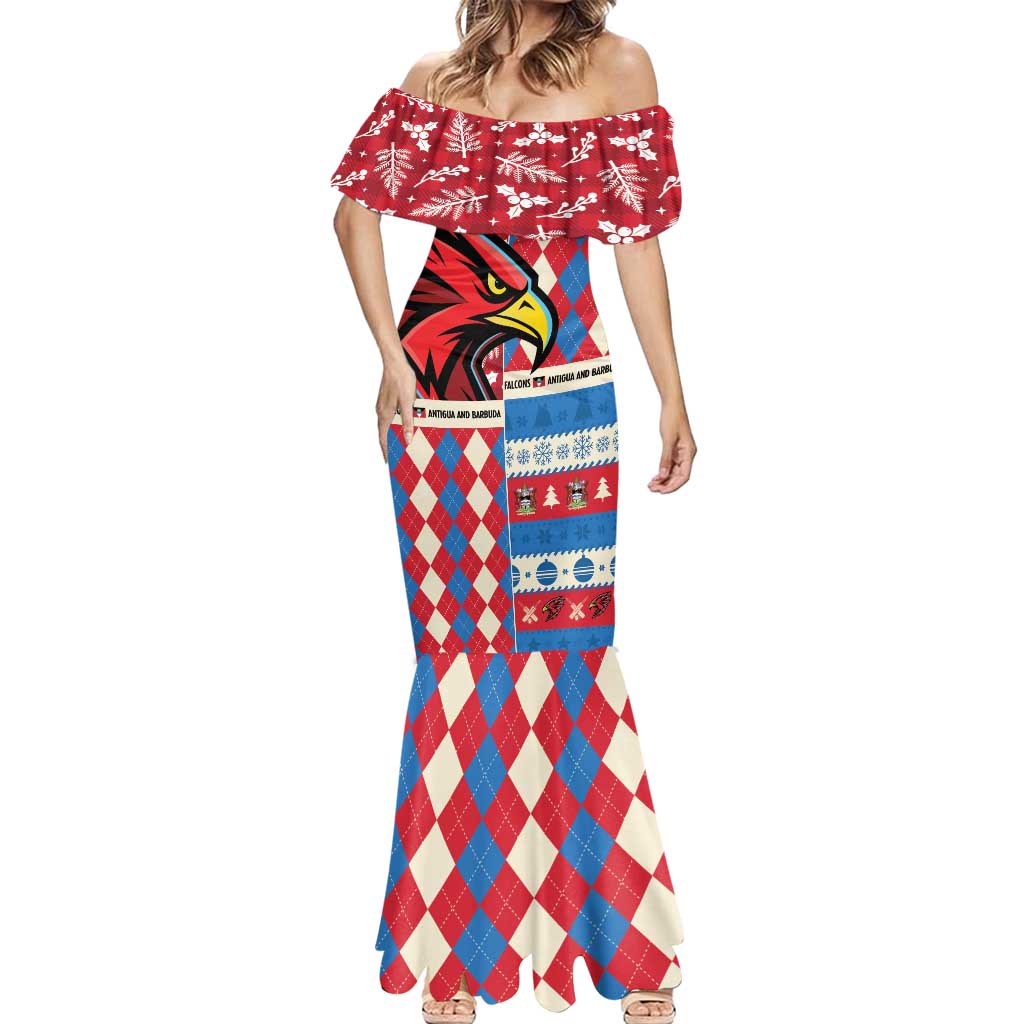 Personalized Antigua & Barbuda Cricket Christmas Mermaid Dress Merry Xmas Falcons - Wonder Print Shop