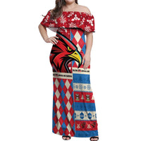 Personalized Antigua & Barbuda Cricket Christmas Off Shoulder Maxi Dress Merry Xmas Falcons - Wonder Print Shop