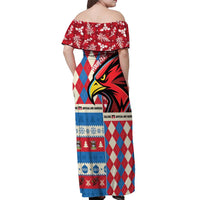 Personalized Antigua & Barbuda Cricket Christmas Off Shoulder Maxi Dress Merry Xmas Falcons - Wonder Print Shop