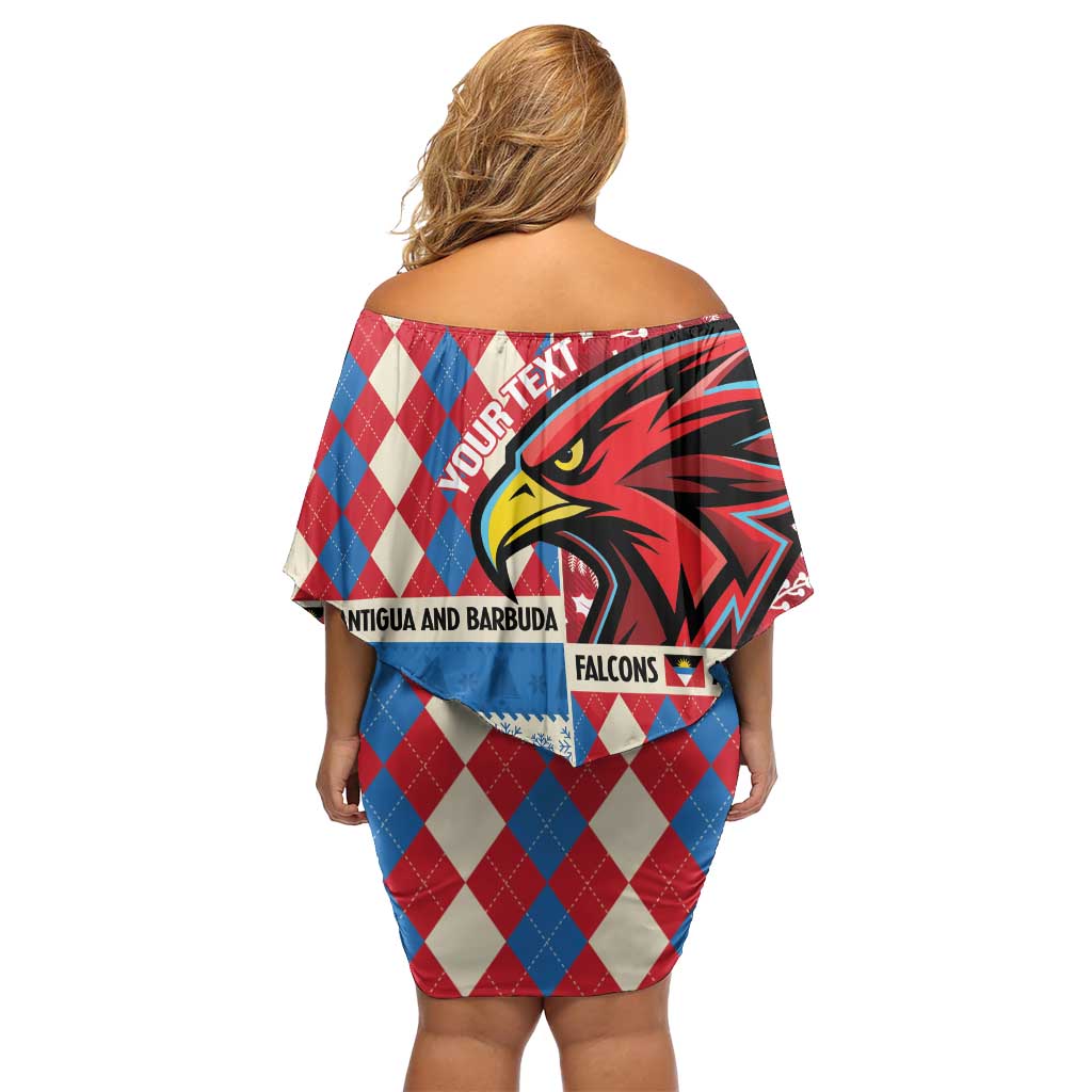 Personalized Antigua & Barbuda Cricket Christmas Off Shoulder Short Dress Merry Xmas Falcons - Wonder Print Shop
