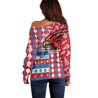 Personalized Antigua & Barbuda Cricket Christmas Off Shoulder Sweater Merry Xmas Falcons - Wonder Print Shop
