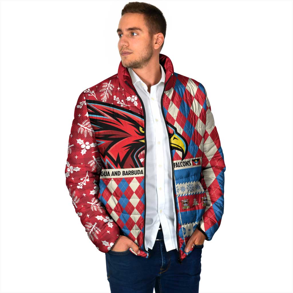 Personalized Antigua & Barbuda Cricket Christmas Padded Jacket Merry Xmas Falcons - Wonder Print Shop