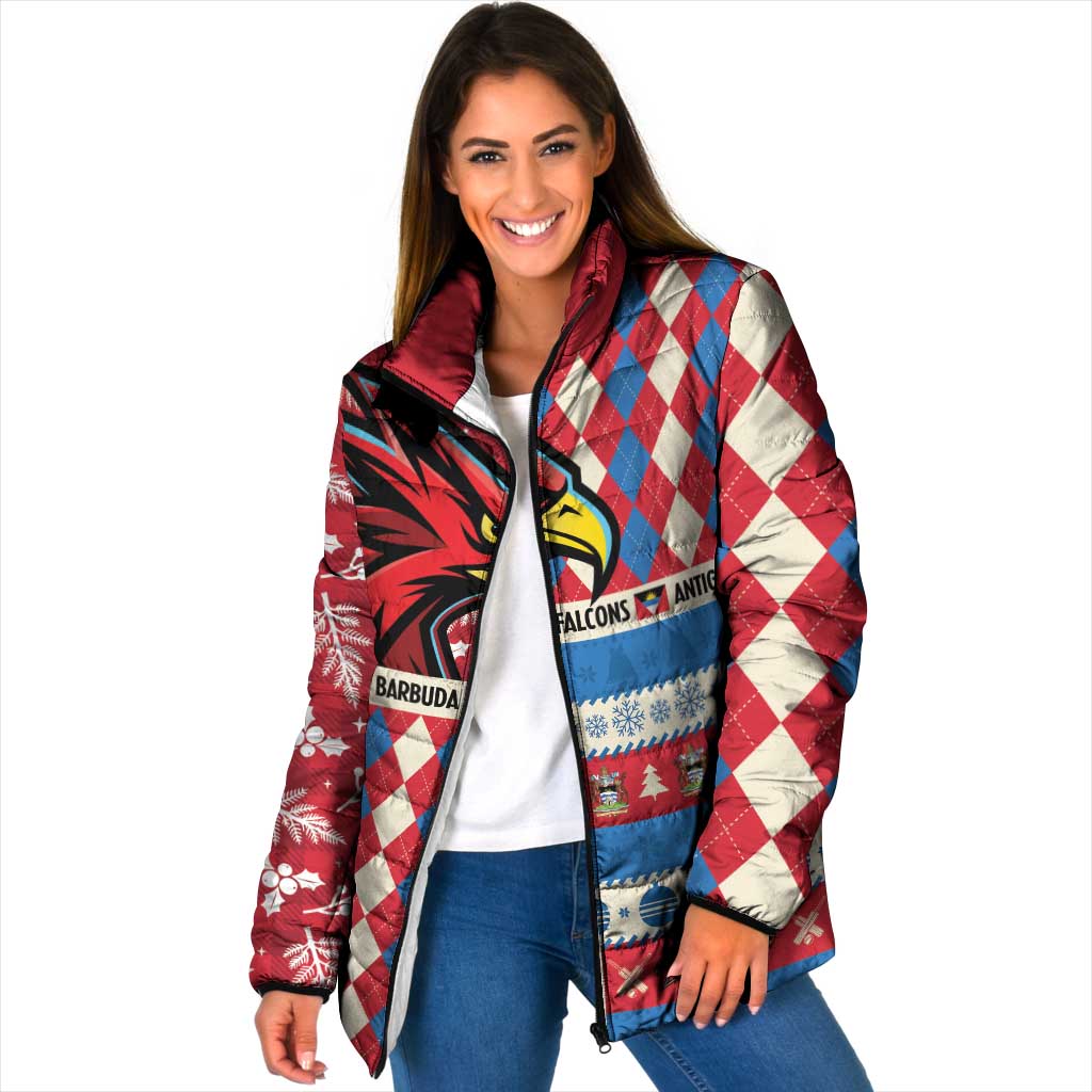 Personalized Antigua & Barbuda Cricket Christmas Padded Jacket Merry Xmas Falcons - Wonder Print Shop