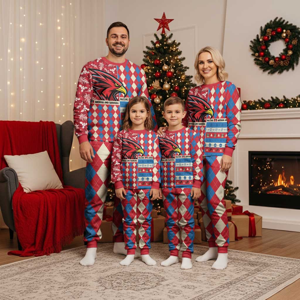 Personalized Antigua and Barbuda Cricket Christmas Pajama Set Merry Xmas Falcons - Wonder Print Shop