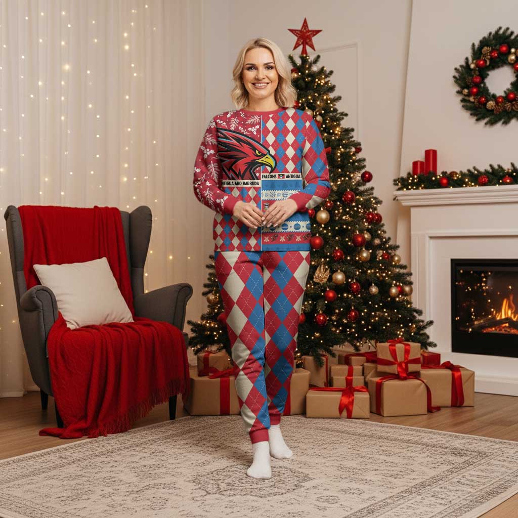 Personalized Antigua and Barbuda Cricket Christmas Pajama Set Merry Xmas Falcons - Wonder Print Shop