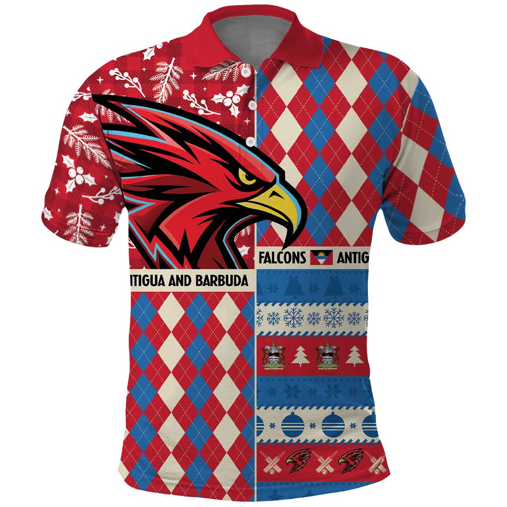 Personalized Antigua & Barbuda Cricket Christmas Polo Shirt Merry Xmas Falcons - Wonder Print Shop