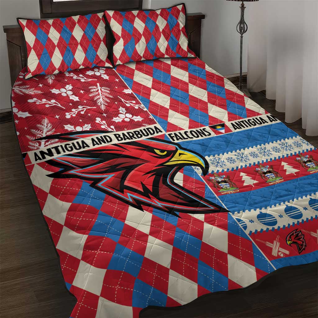 Antigua & Barbuda Cricket Christmas Quilt Bed Set Merry Xmas Falcons - Wonder Print Shop
