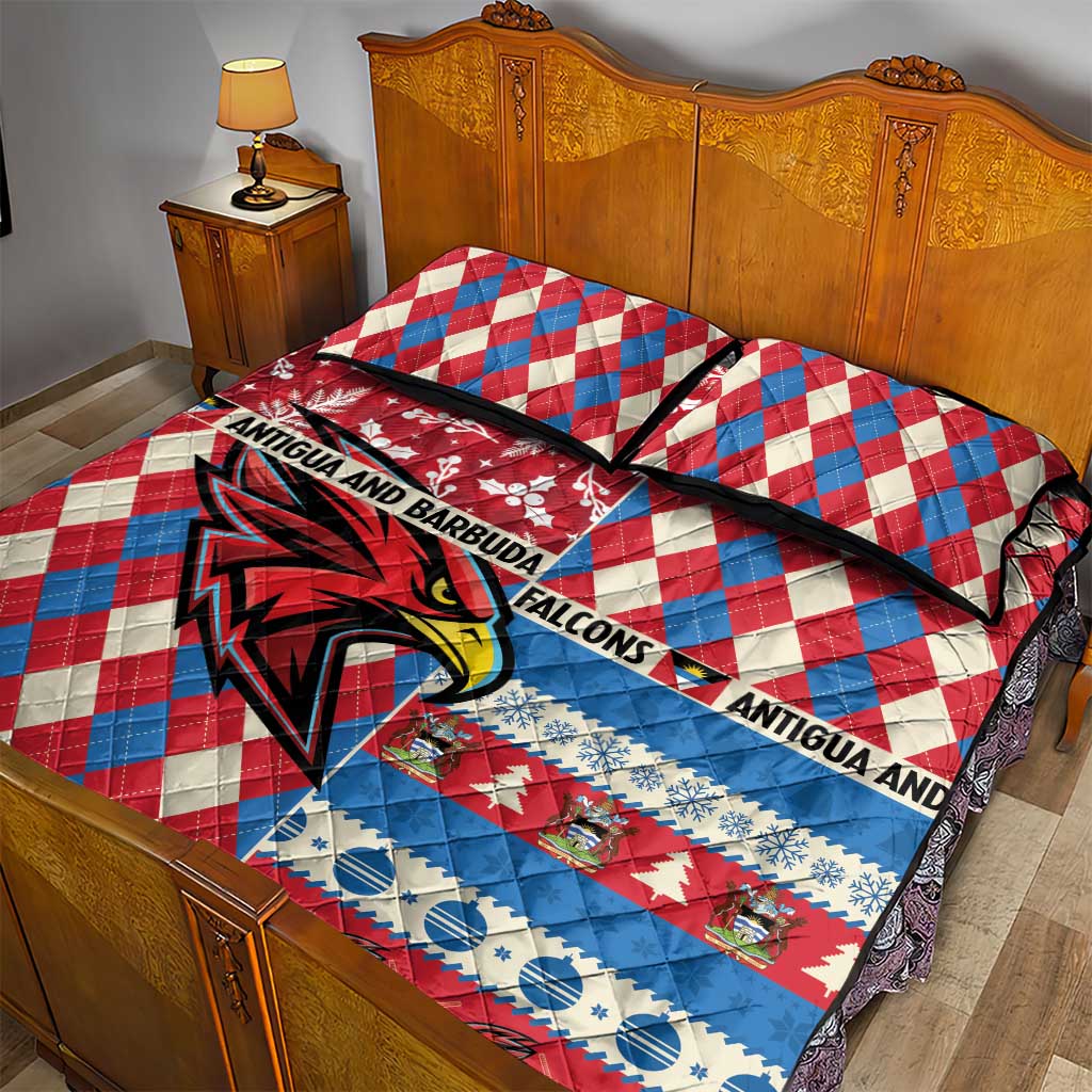 Antigua & Barbuda Cricket Christmas Quilt Bed Set Merry Xmas Falcons - Wonder Print Shop