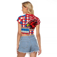 Personalized Antigua & Barbuda Cricket Christmas Raglan Cropped T Shirt Merry Xmas Falcons - Wonder Print Shop