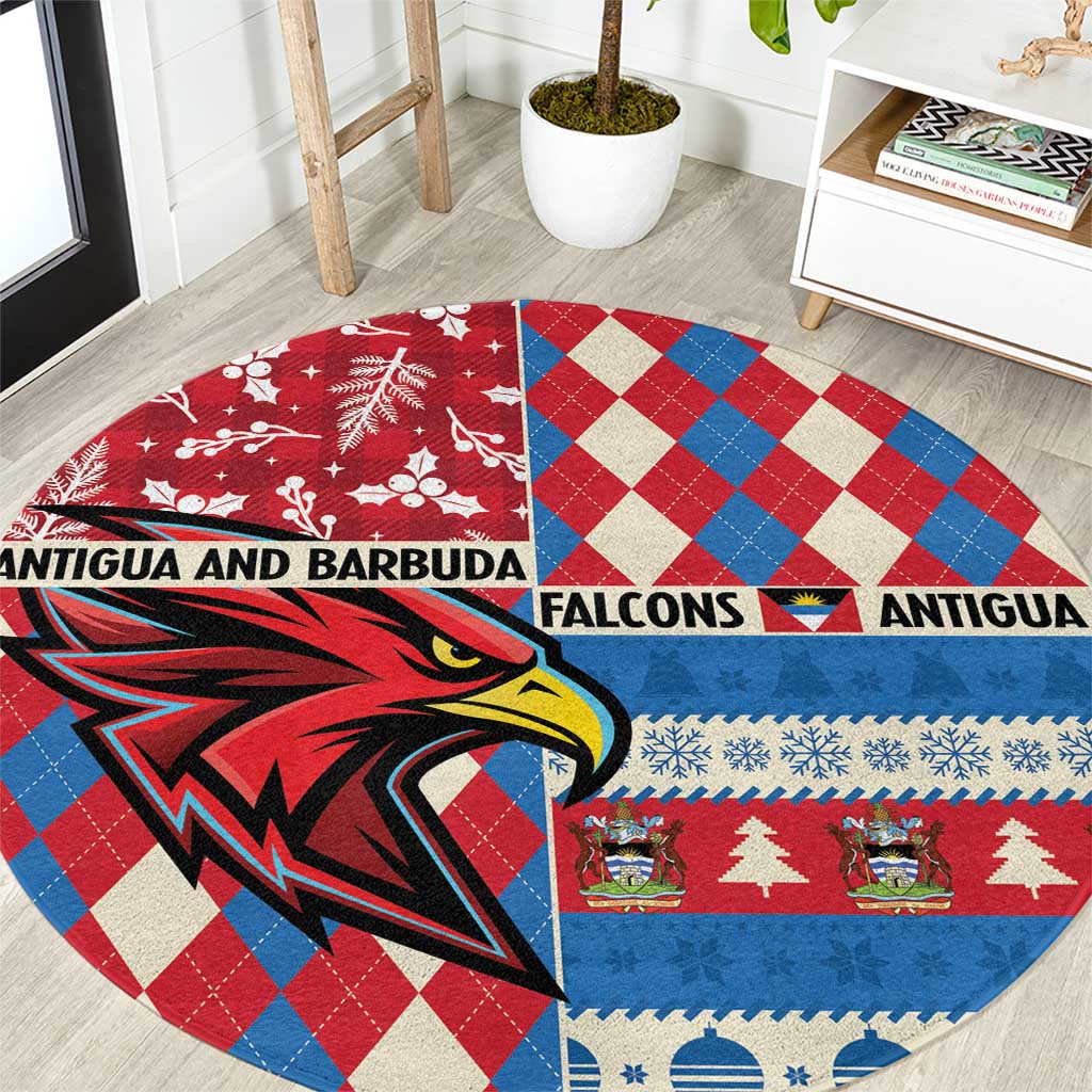 Antigua & Barbuda Cricket Christmas Round Carpet Merry Xmas Falcons - Wonder Print Shop