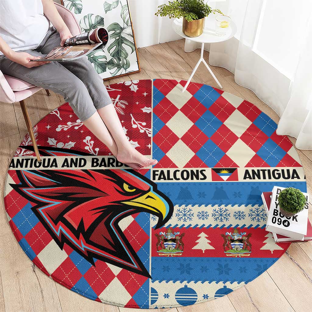 Antigua & Barbuda Cricket Christmas Round Carpet Merry Xmas Falcons - Wonder Print Shop