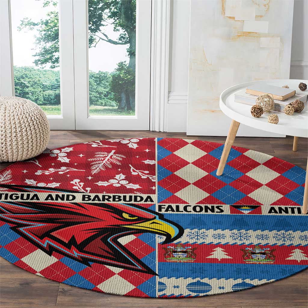 Antigua & Barbuda Cricket Christmas Round Carpet Merry Xmas Falcons - Wonder Print Shop