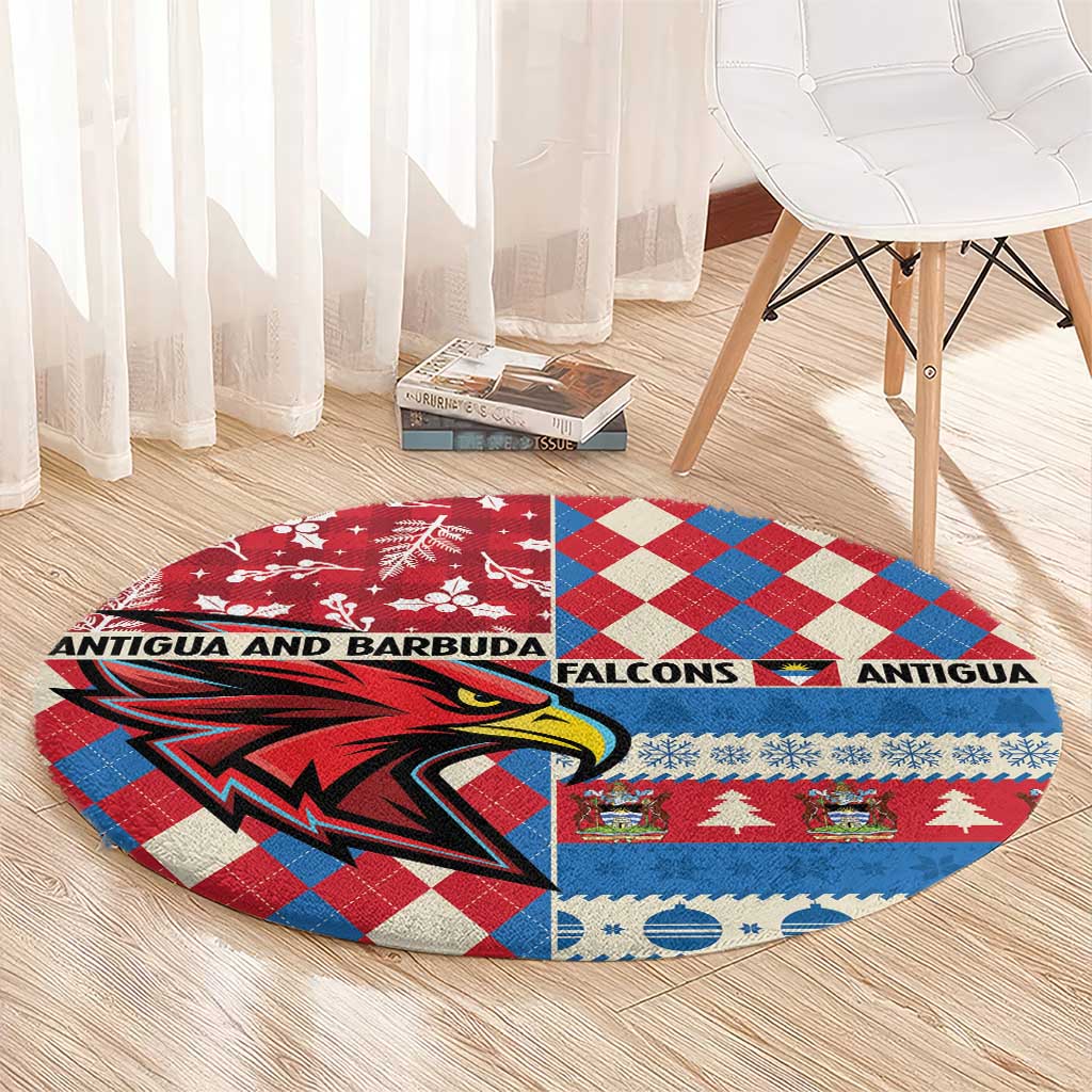 Antigua & Barbuda Cricket Christmas Round Carpet Merry Xmas Falcons - Wonder Print Shop