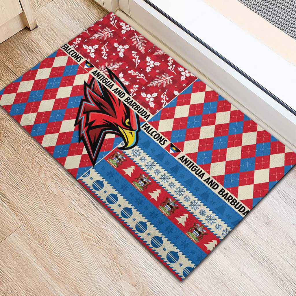 Antigua & Barbuda Cricket Christmas Rubber Doormat Merry Xmas Falcons - Wonder Print Shop
