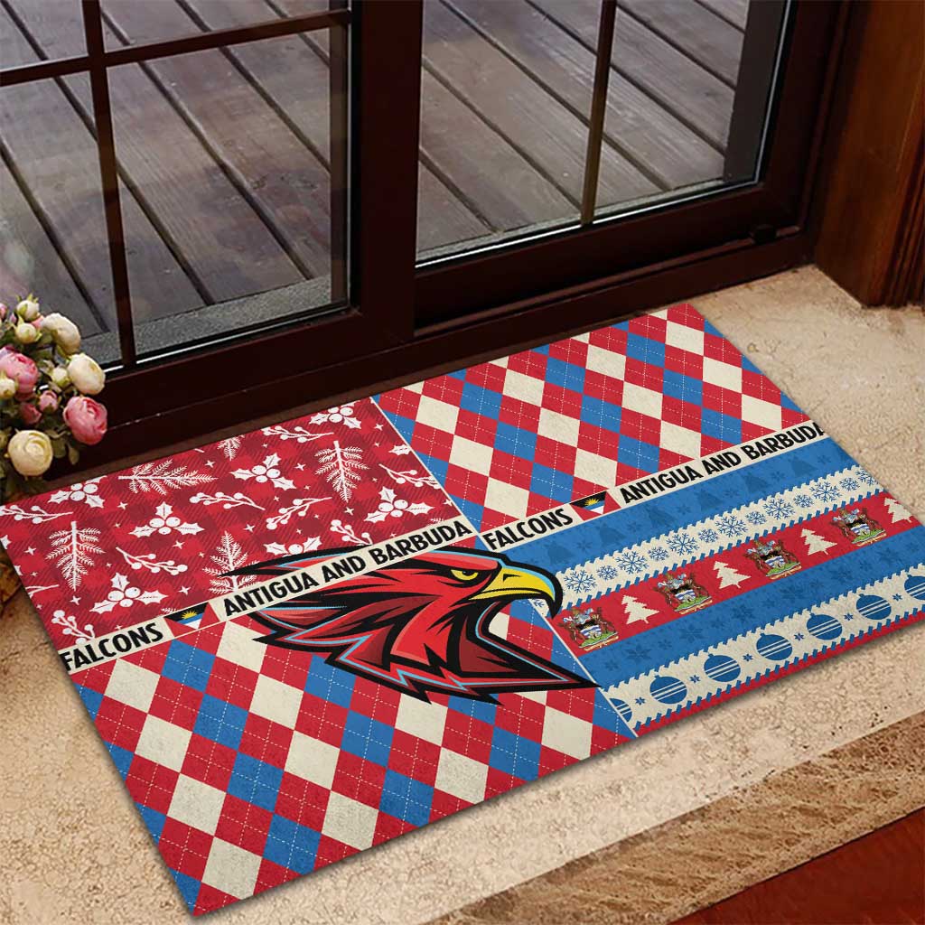 Antigua & Barbuda Cricket Christmas Rubber Doormat Merry Xmas Falcons - Wonder Print Shop