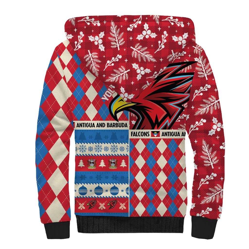Personalized Antigua & Barbuda Cricket Christmas Sherpa Hoodie Merry Xmas Falcons - Wonder Print Shop