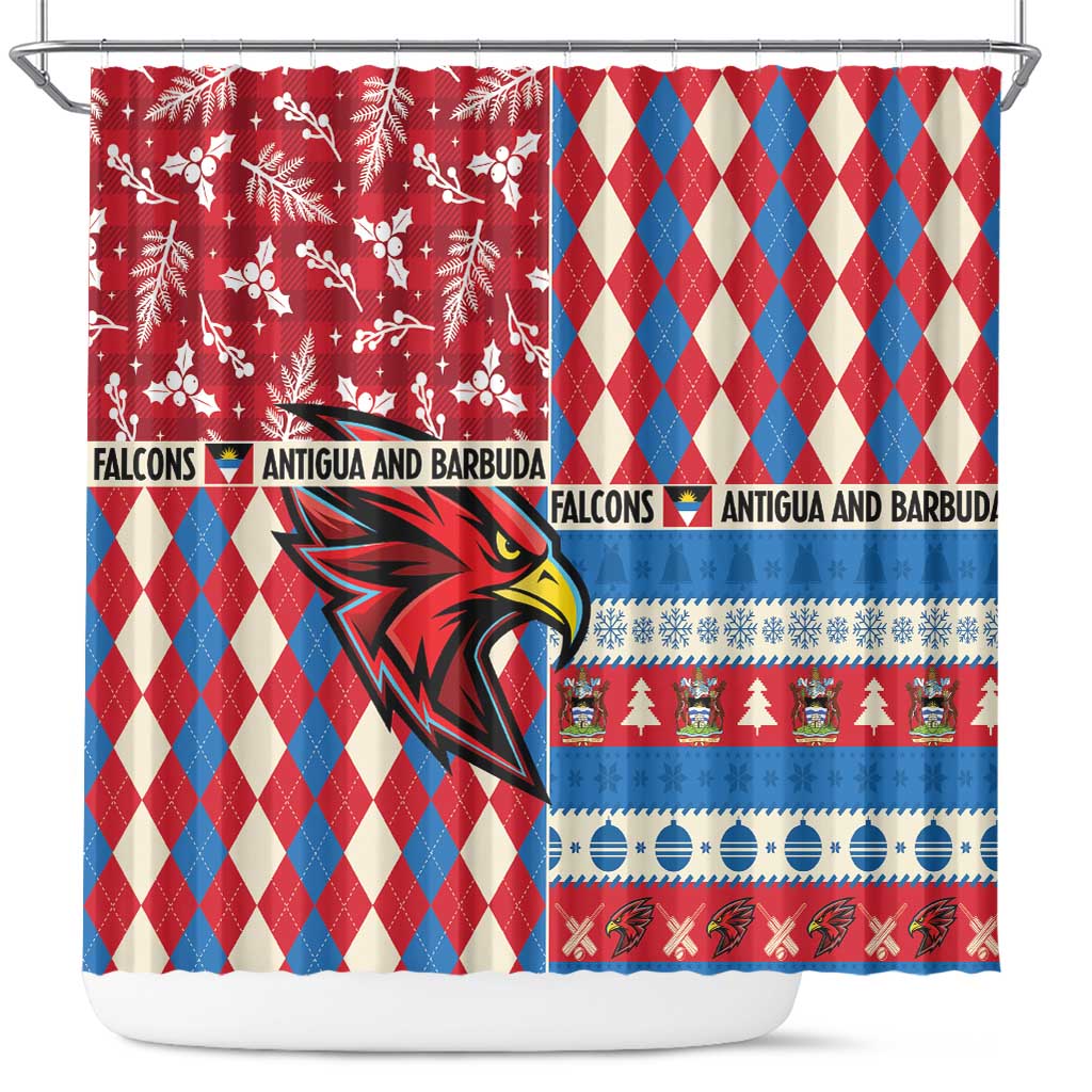 Antigua & Barbuda Cricket Christmas Shower Curtain Merry Xmas Falcons - Wonder Print Shop