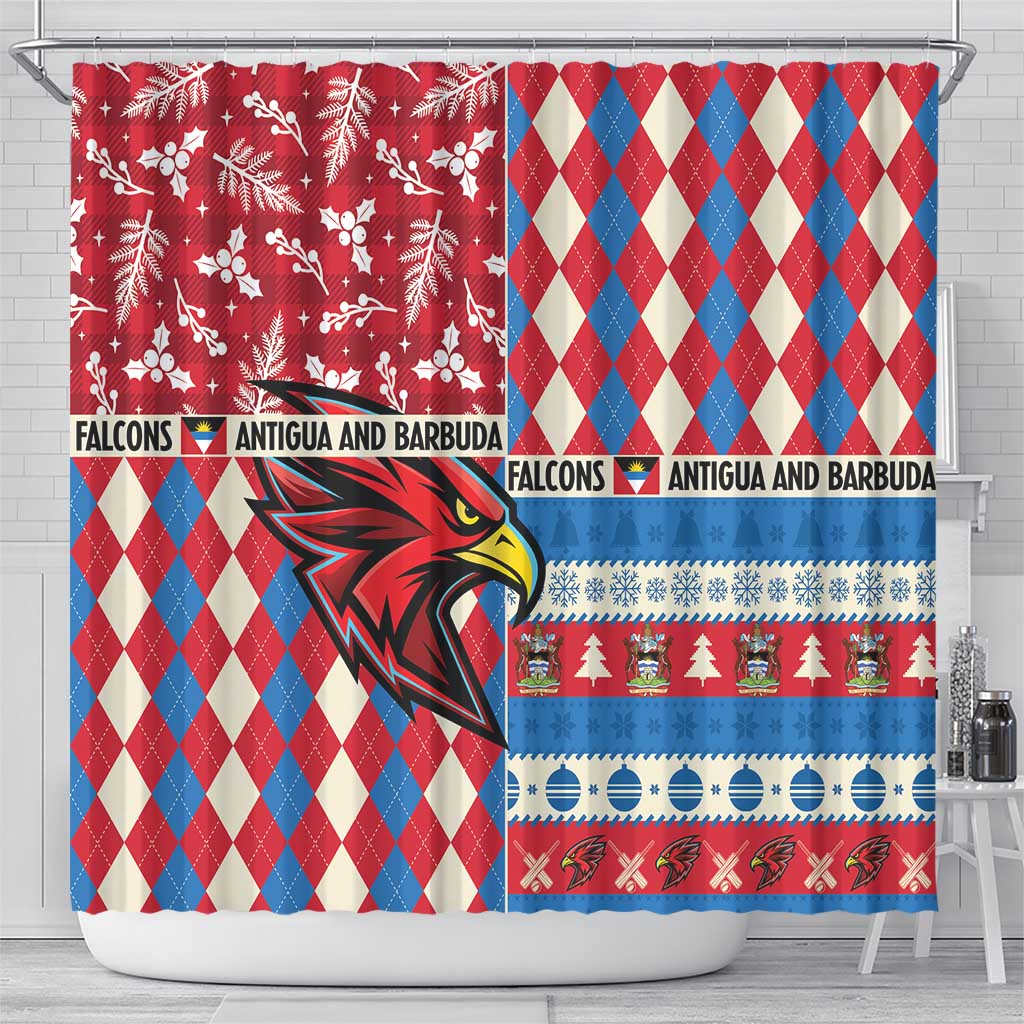 Antigua & Barbuda Cricket Christmas Shower Curtain Merry Xmas Falcons - Wonder Print Shop