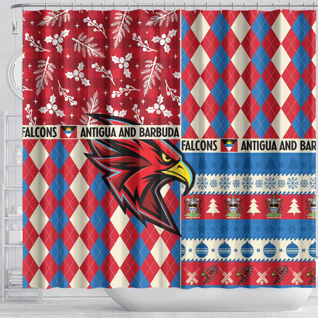 Antigua & Barbuda Cricket Christmas Shower Curtain Merry Xmas Falcons - Wonder Print Shop