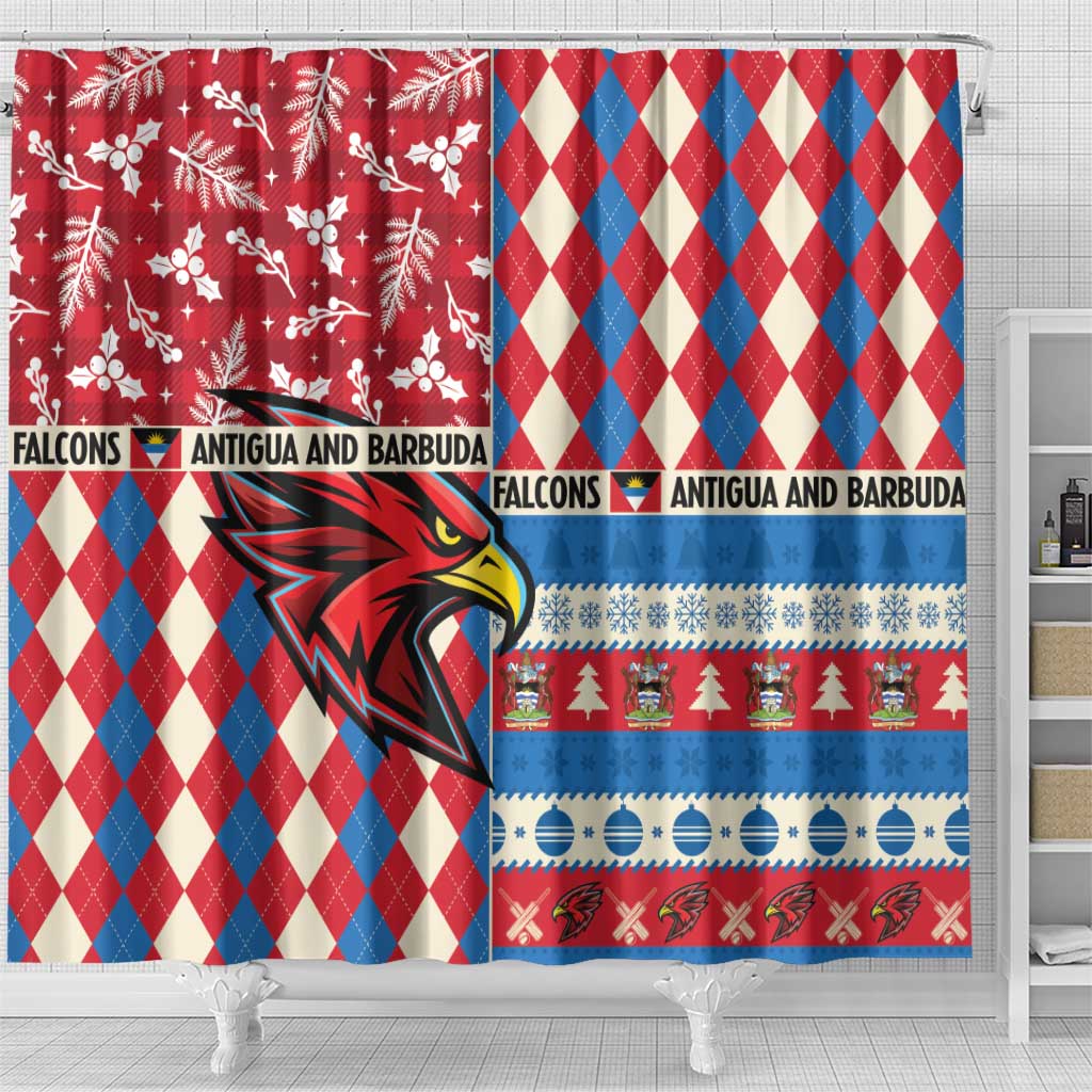 Antigua & Barbuda Cricket Christmas Shower Curtain Merry Xmas Falcons - Wonder Print Shop