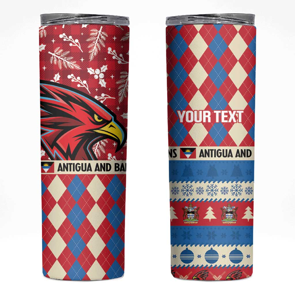 Personalized Antigua & Barbuda Cricket Christmas Skinny Tumbler Merry Xmas Falcons - Wonder Print Shop