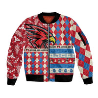 Personalized Antigua & Barbuda Cricket Christmas Sleeve Zip Bomber Jacket Merry Xmas Falcons - Wonder Print Shop