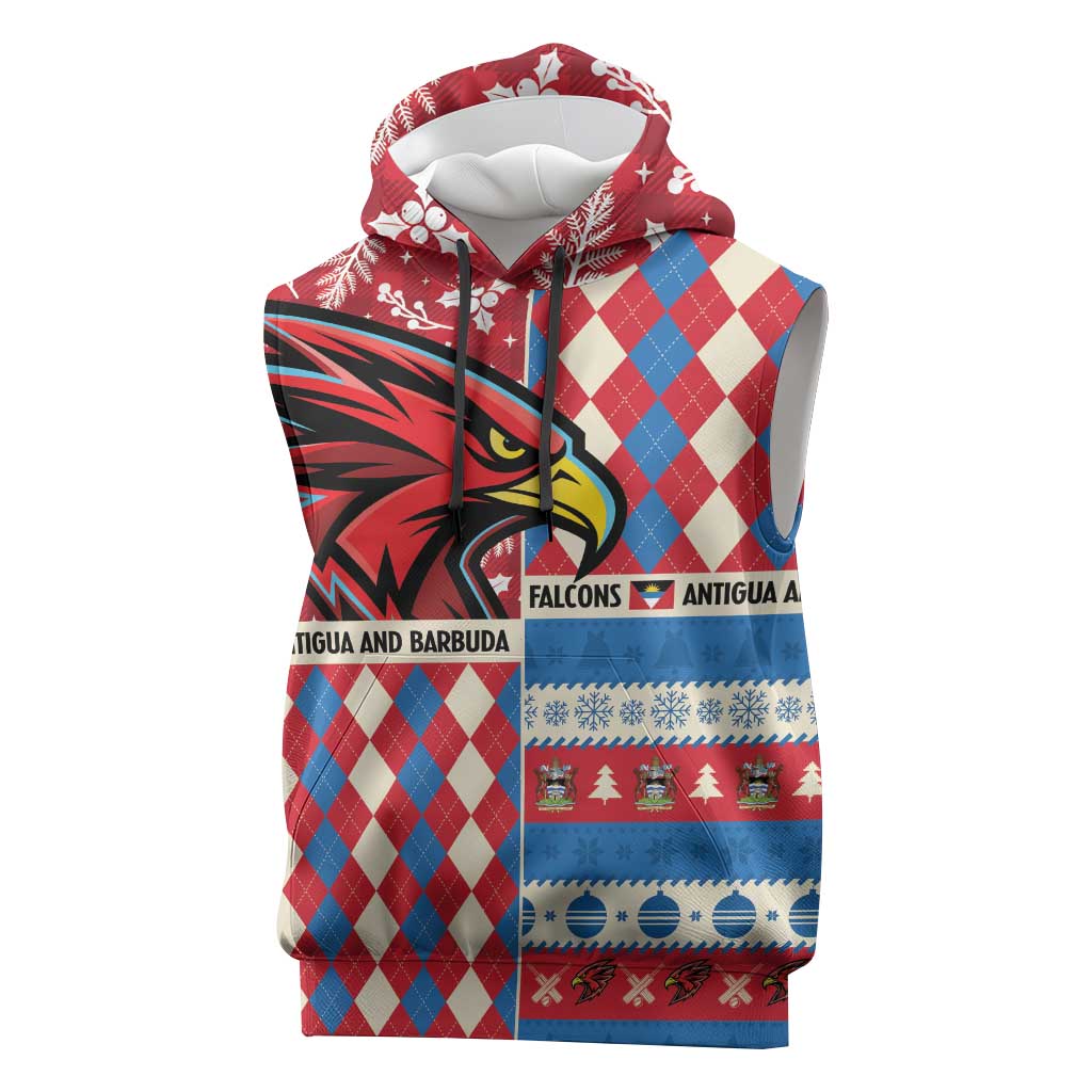 Personalized Antigua & Barbuda Cricket Christmas Sleeveless Hoodie Merry Xmas Falcons - Wonder Print Shop