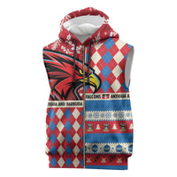 Personalized Antigua & Barbuda Cricket Christmas Sleeveless Zip Hoodie Merry Xmas Falcons - Wonder Print Shop