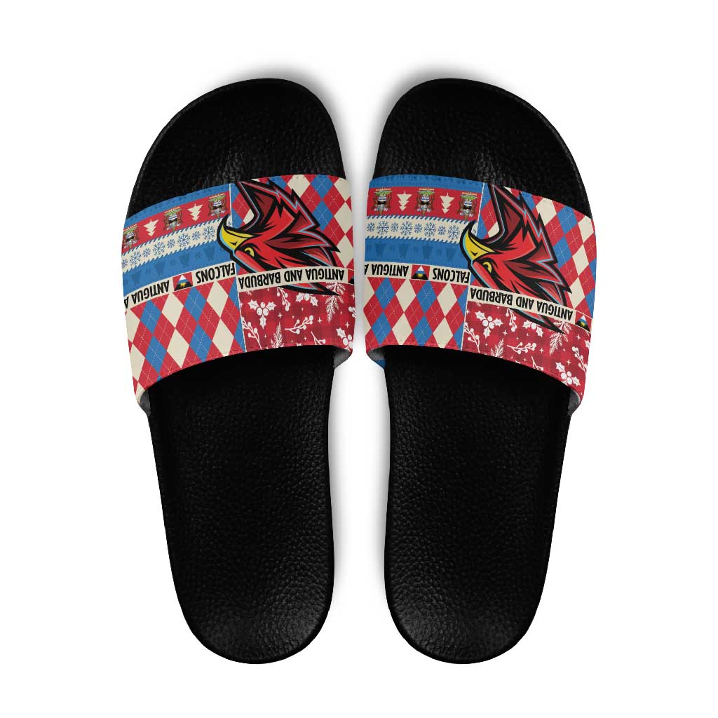 Antigua & Barbuda Cricket Christmas Slide Sandals Merry Xmas Falcons - Wonder Print Shop