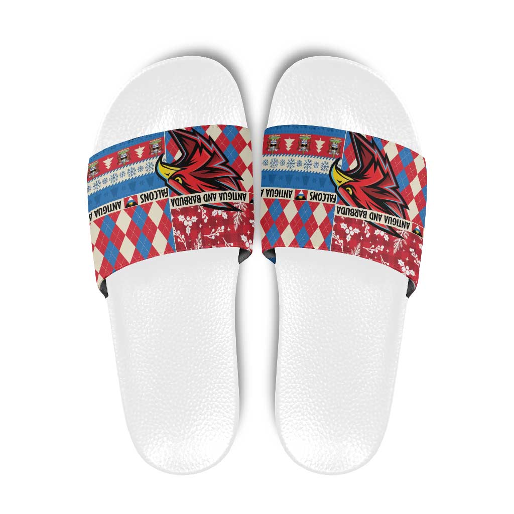 Antigua & Barbuda Cricket Christmas Slide Sandals Merry Xmas Falcons - Wonder Print Shop