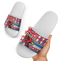 Antigua & Barbuda Cricket Christmas Slide Sandals Merry Xmas Falcons - Wonder Print Shop