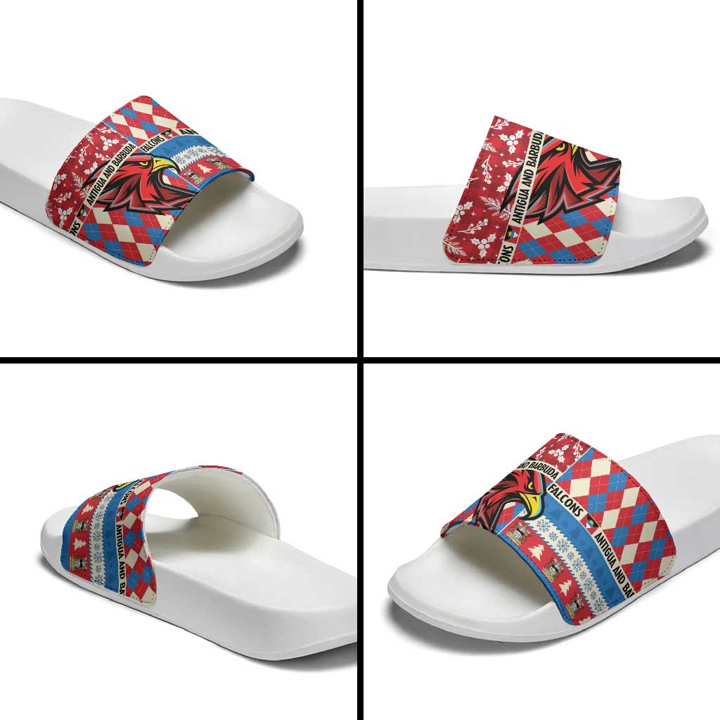 Antigua & Barbuda Cricket Christmas Slide Sandals Merry Xmas Falcons - Wonder Print Shop
