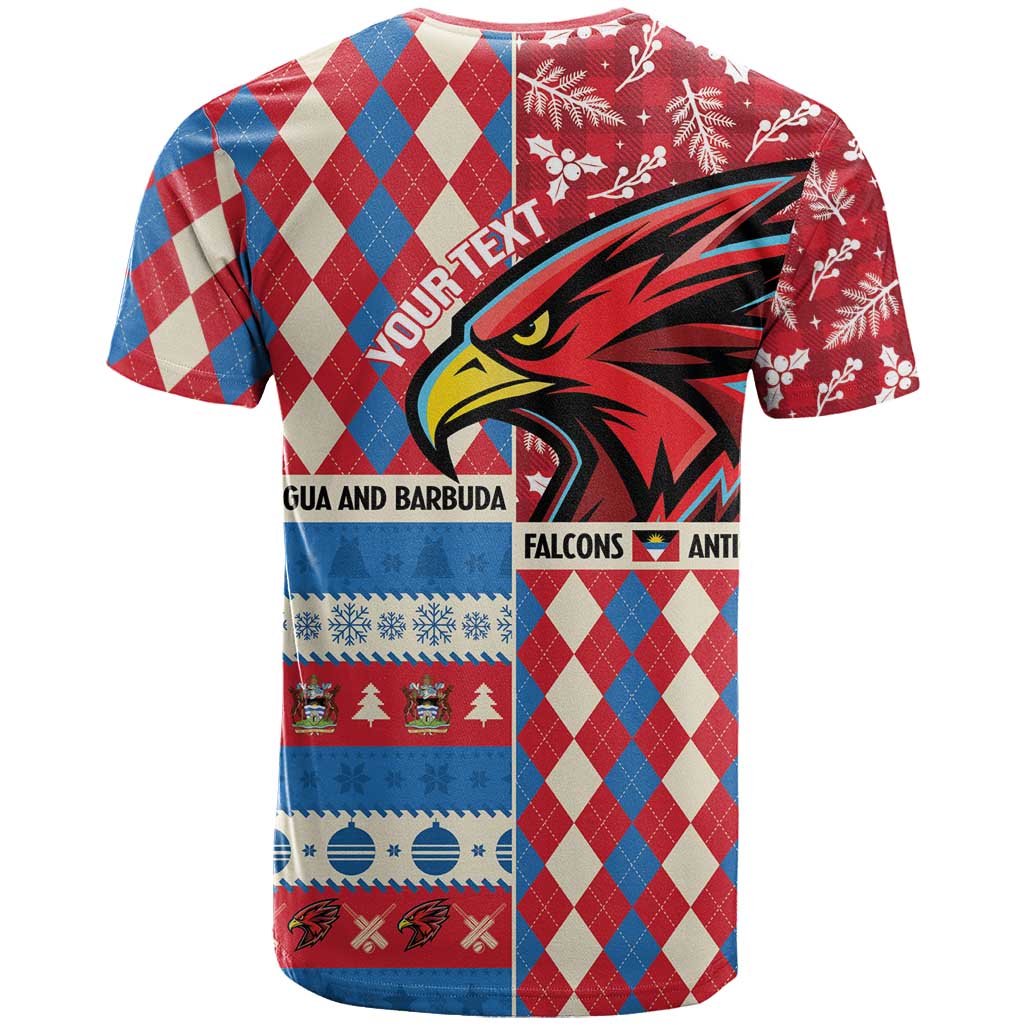 Personalized Antigua & Barbuda Cricket Christmas T Shirt Merry Xmas Falcons - Wonder Print Shop