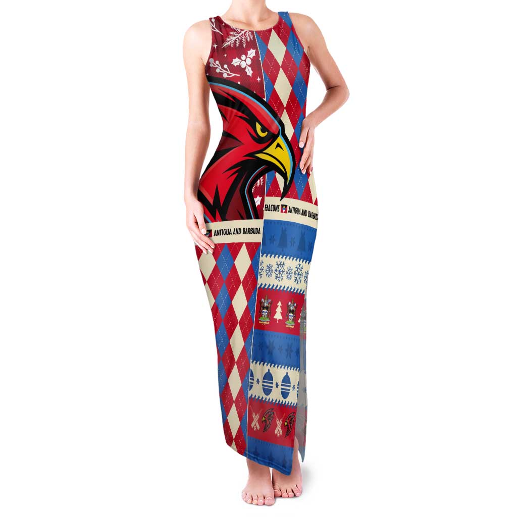 Personalized Antigua & Barbuda Cricket Christmas Tank Maxi Dress Merry Xmas Falcons - Wonder Print Shop