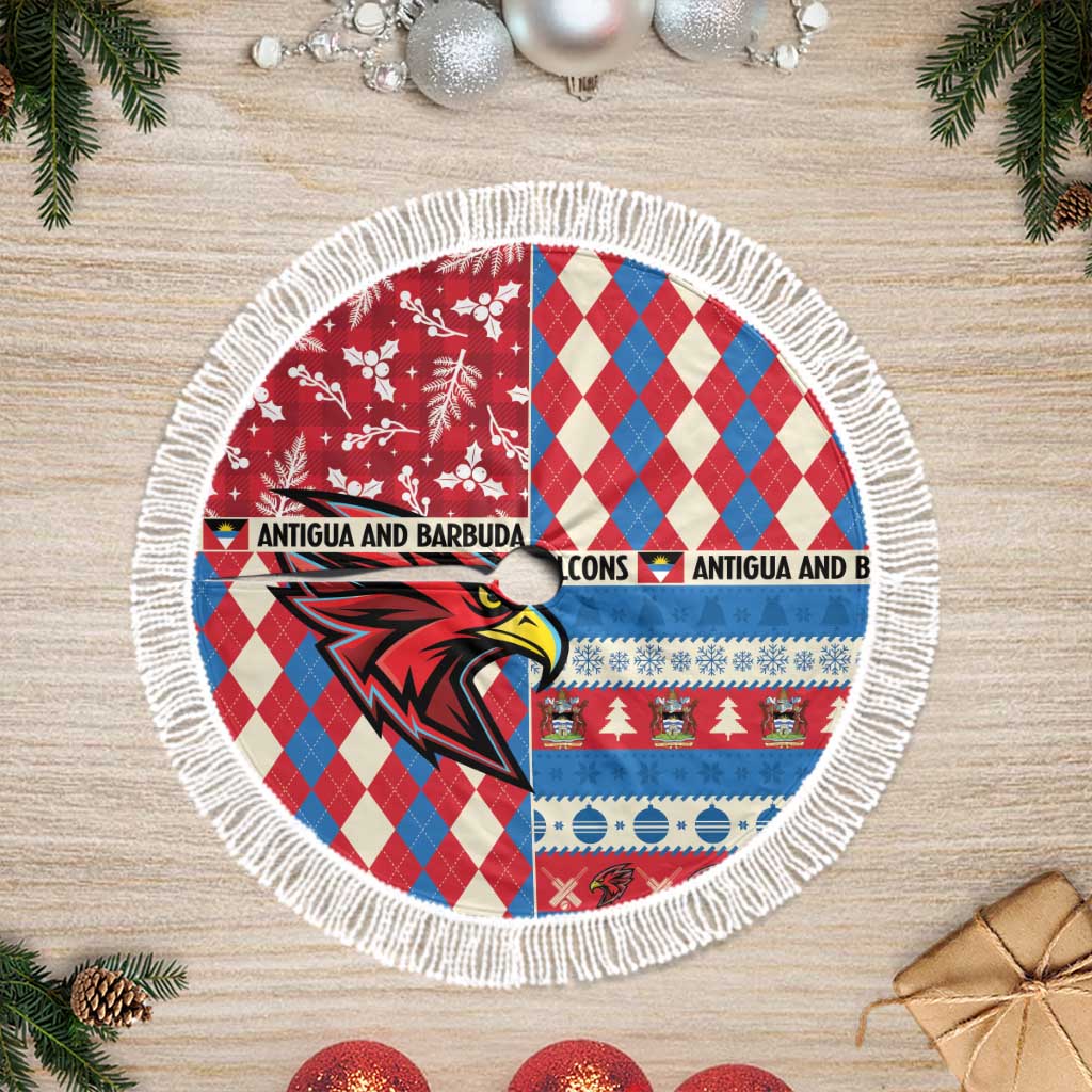 Antigua and Barbuda Cricket Christmas Tree Skirt Merry Xmas Falcons - Wonder Print Shop