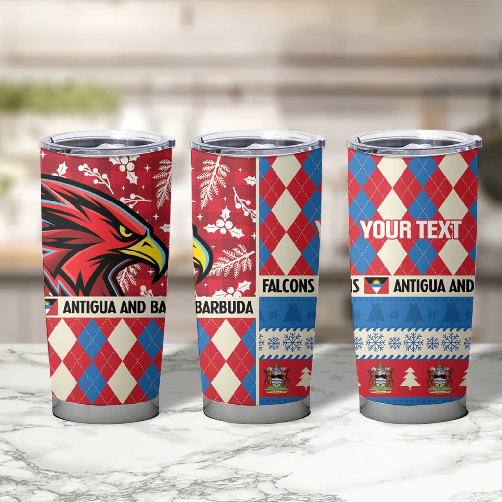 Personalized Antigua & Barbuda Cricket Christmas Tumbler Cup Merry Xmas Falcons - Wonder Print Shop