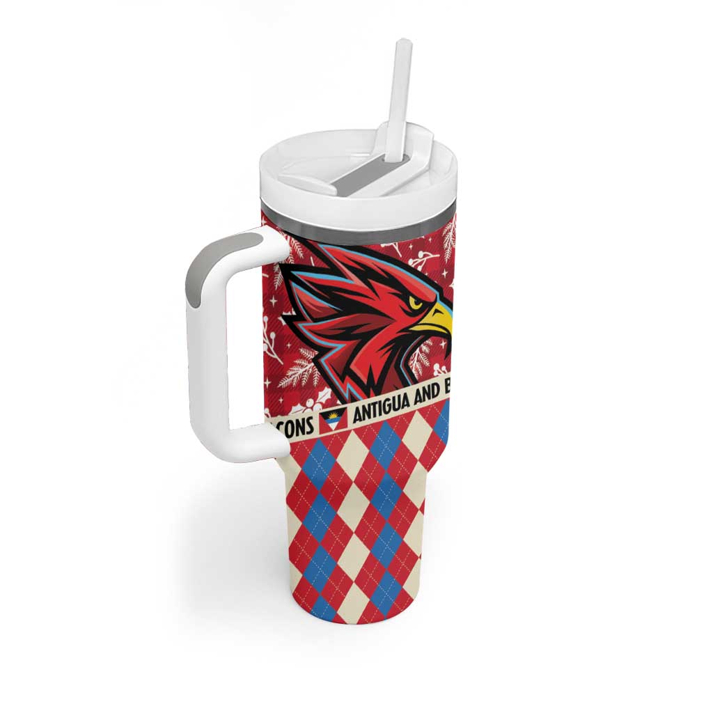 Personalized Antigua & Barbuda Cricket Christmas Tumbler With Handle Merry Xmas Falcons - Wonder Print Shop