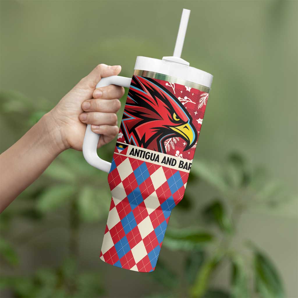 Personalized Antigua & Barbuda Cricket Christmas Tumbler With Handle Merry Xmas Falcons - Wonder Print Shop