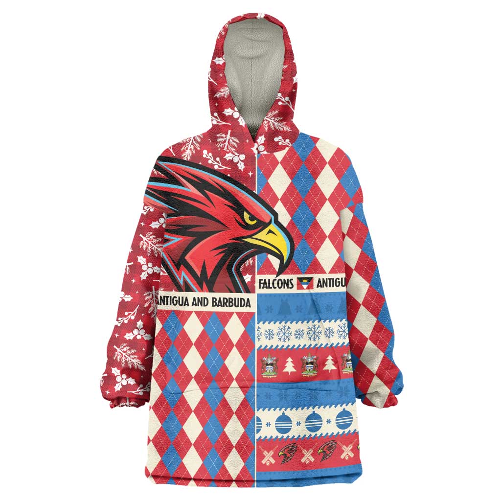 Personalized Antigua & Barbuda Cricket Christmas Wearable Blanket Hoodie Merry Xmas Falcons - Wonder Print Shop