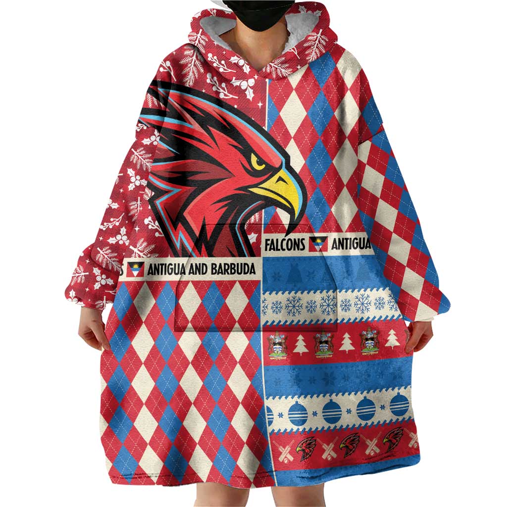 Personalized Antigua & Barbuda Cricket Christmas Wearable Blanket Hoodie Merry Xmas Falcons - Wonder Print Shop