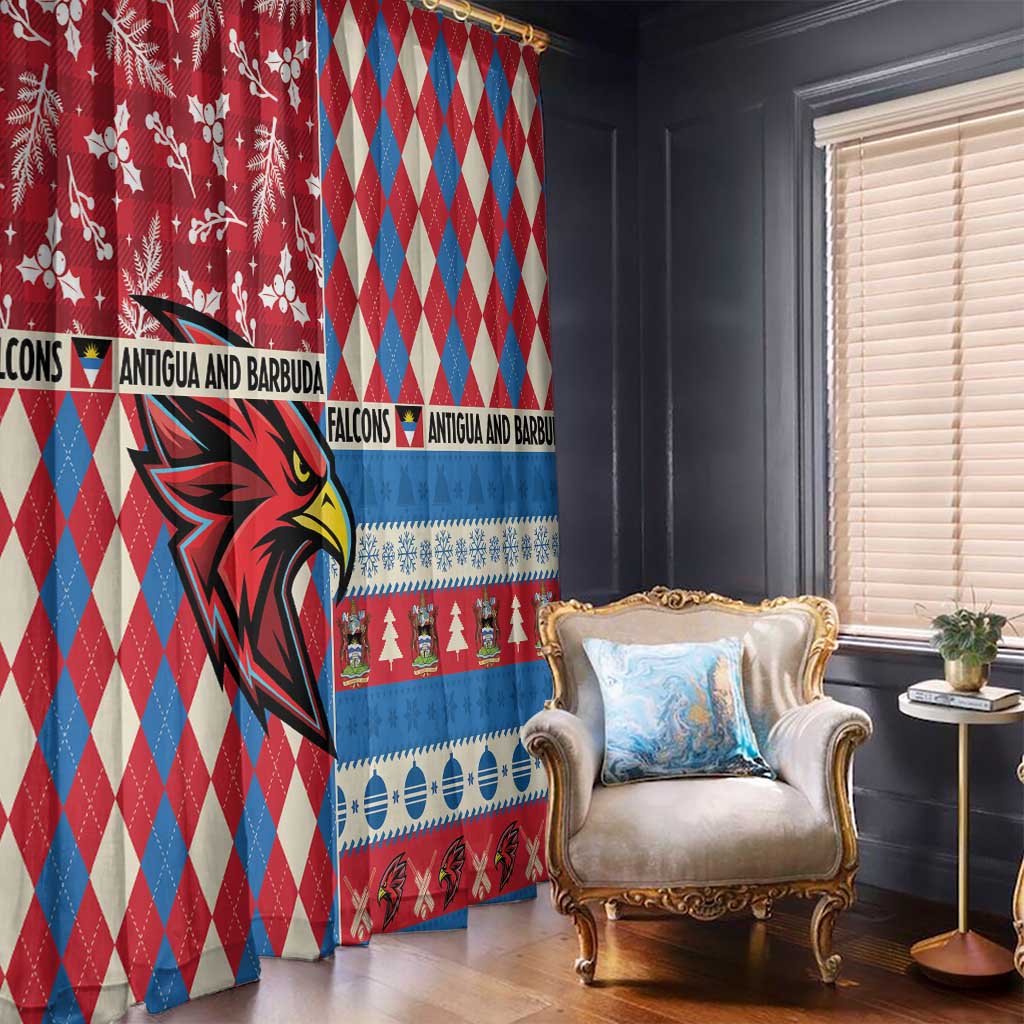 Antigua & Barbuda Cricket Christmas Window Curtain Merry Xmas Falcons - Wonder Print Shop