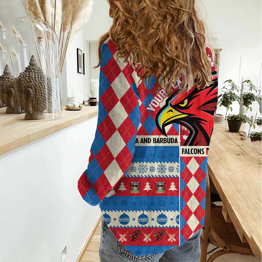 Personalized Antigua & Barbuda Cricket Christmas Women Casual Shirt Merry Xmas Falcons - Wonder Print Shop