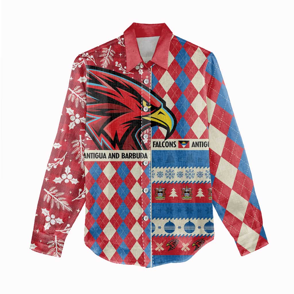Personalized Antigua & Barbuda Cricket Christmas Women Casual Shirt Merry Xmas Falcons - Wonder Print Shop