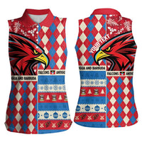 Personalized Antigua & Barbuda Cricket Christmas Women Sleeveless Polo Shirt Merry Xmas Falcons - Wonder Print Shop