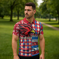 Personalized Antigua & Barbuda Cricket Christmas Zipper Polo Shirt Merry Xmas Falcons - Wonder Print Shop