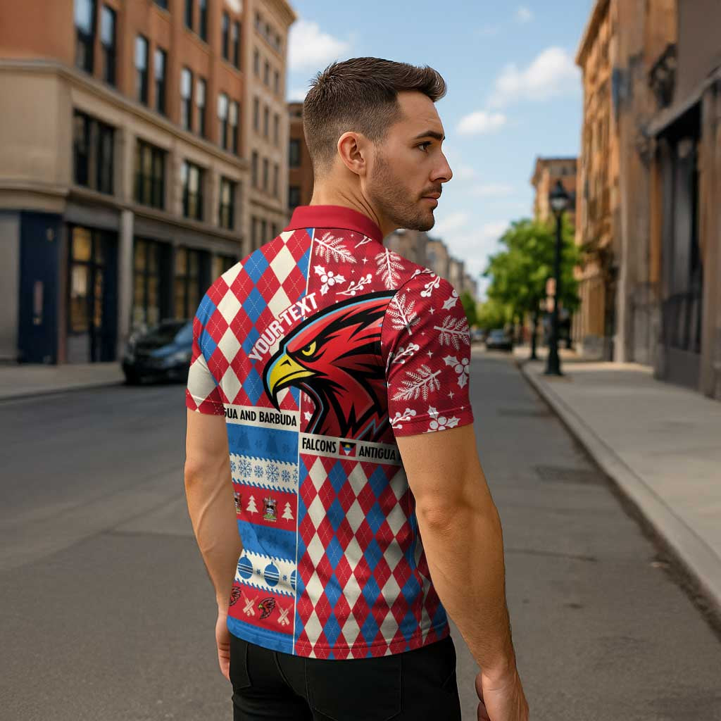 Personalized Antigua & Barbuda Cricket Christmas Zipper Polo Shirt Merry Xmas Falcons - Wonder Print Shop