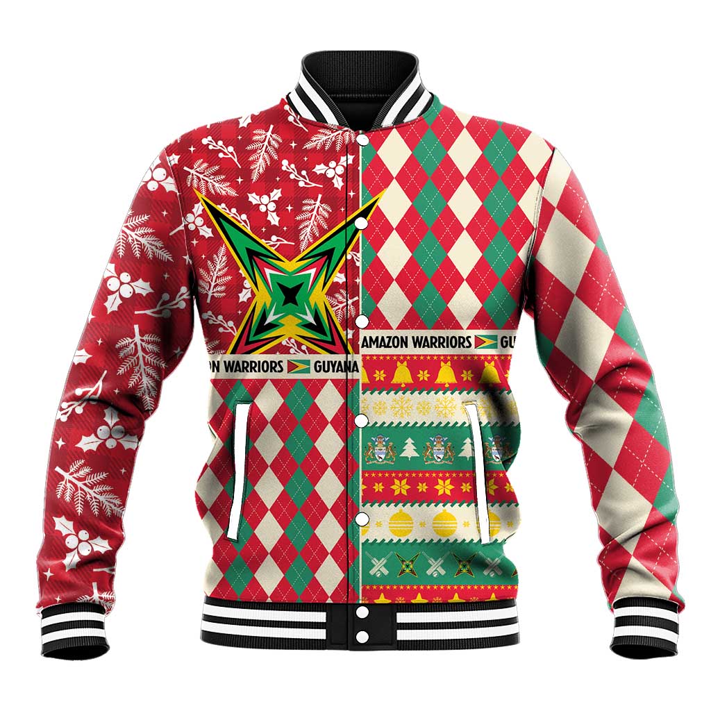 Personalized Amazon Warriors Cricket Christmas Baseball Jacket Guyana Merry Xmas - Wonder Print Shop