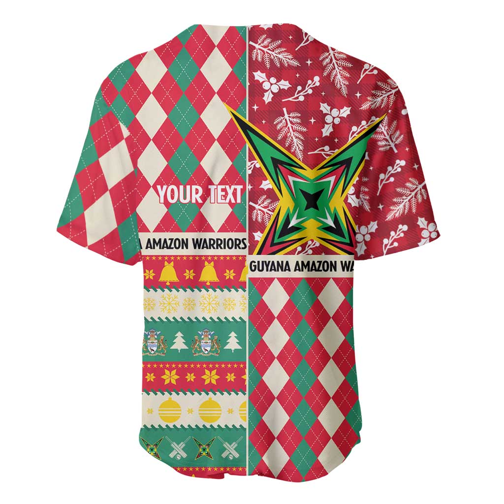 Personalized Amazon Warriors Cricket Christmas Baseball Jersey Guyana Merry Xmas - Wonder Print Shop